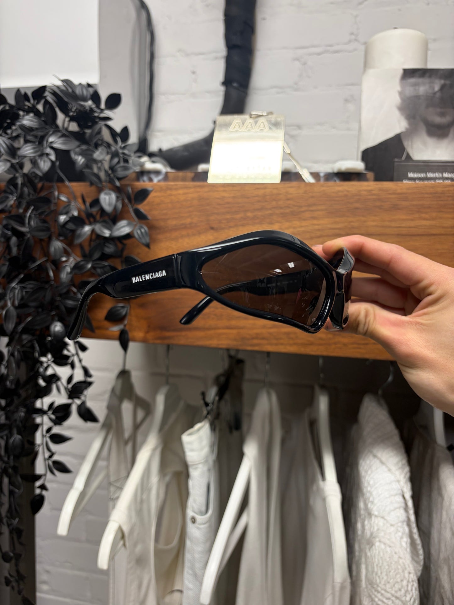 Balenciaga ‘Bat’ Gloss Black Sunglasses