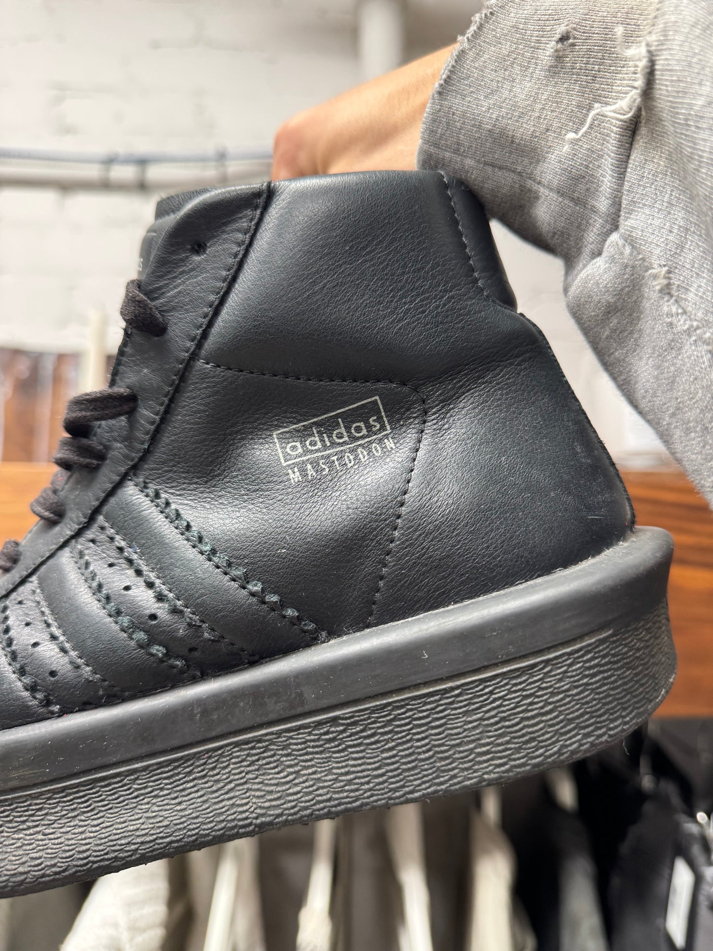 Rick Owens x Adidas ‘Mastadon’ Pro Black Leather Shell Toe Sneakers