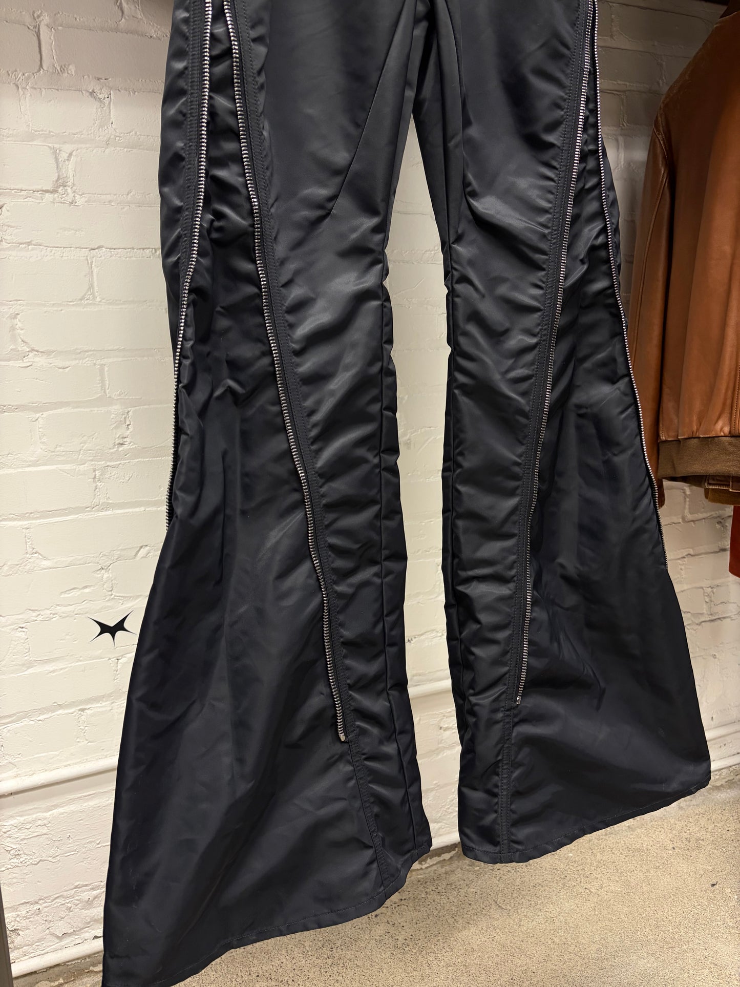 Rick Owens Black Nylon ‘Bolans Banana’ Flared Leg Pants