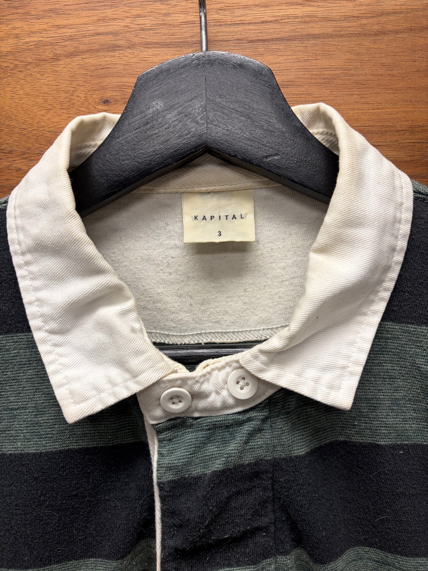 Kapital Striped Green/Black Double Button Polo