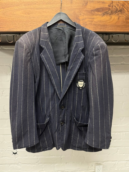 SS1988 Comme Des Garçons Sun Faded Pinstripe ‘Badge Crest’ Uniform Blazer