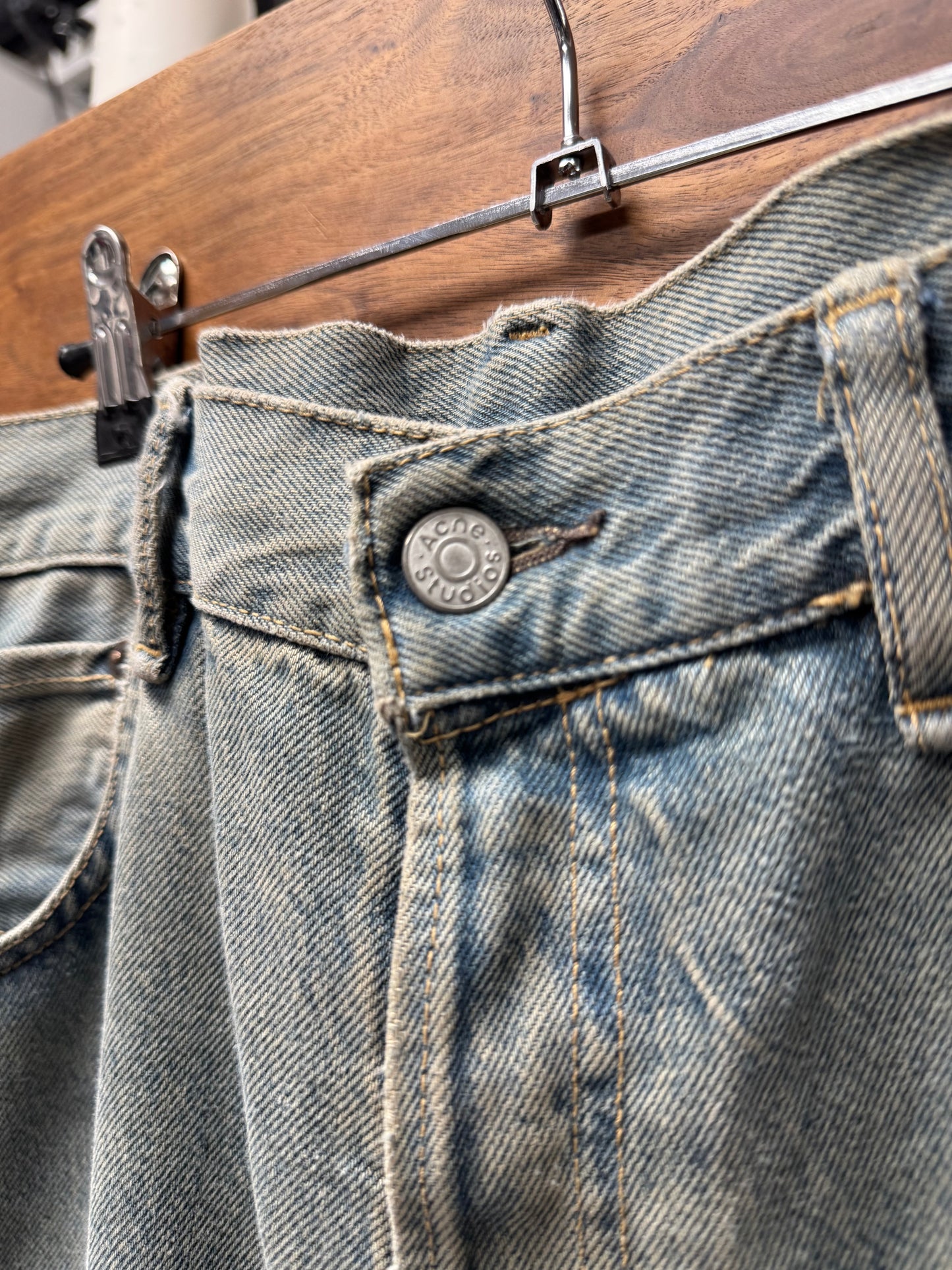 Acne Studios Stone Washed Blue Flared Leg Denim