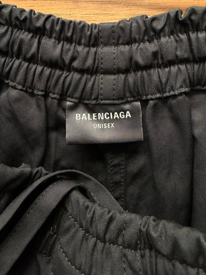 2024 Balenciaga Black Cotton Wide Leg Drawstring Track Pants
