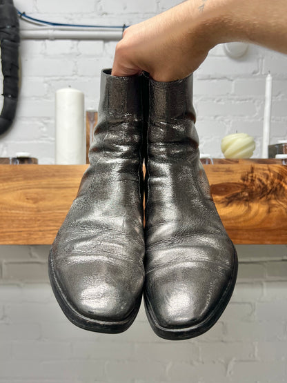 SS2018 Saint Laurent Gunmetal ‘Wyatt’ Pointed Toe Boots