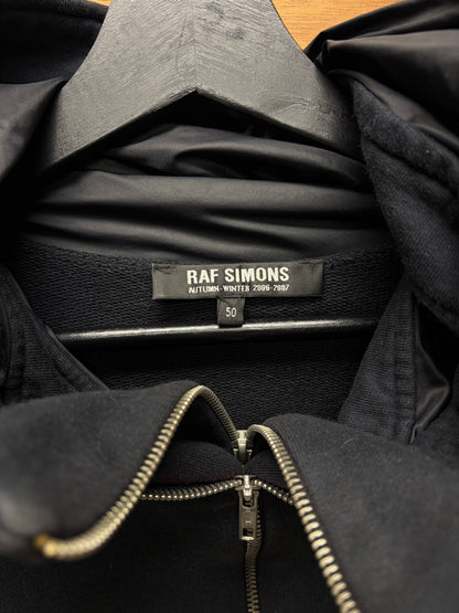 AW2007 Raf Simons ‘Alien Zip’ Black Cotton Double Hood Quarter Zip Hoodie
