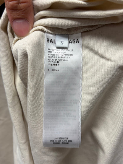 2021 Balenciaga ‘Unity Logo’ Cream White Oversized T-Shirt