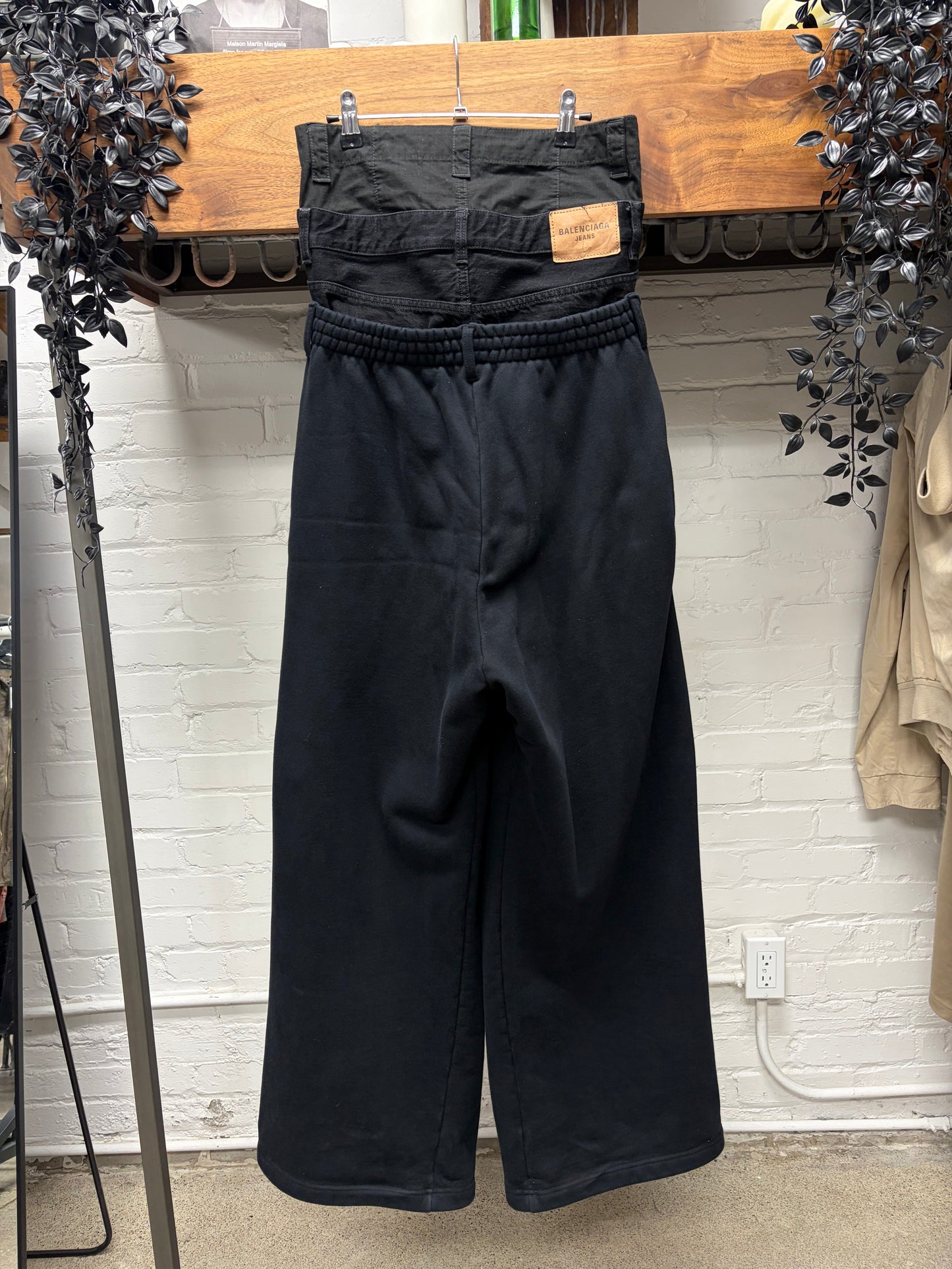 AW2024 Balenciaga Triple Layered Black Sweatpant/Hybrid Wide Leg Denim