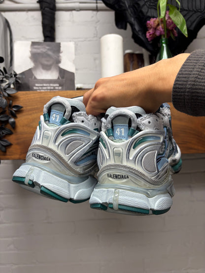 Balenciaga ‘Runner’ White/Teal Blue Low Top Sneakers
