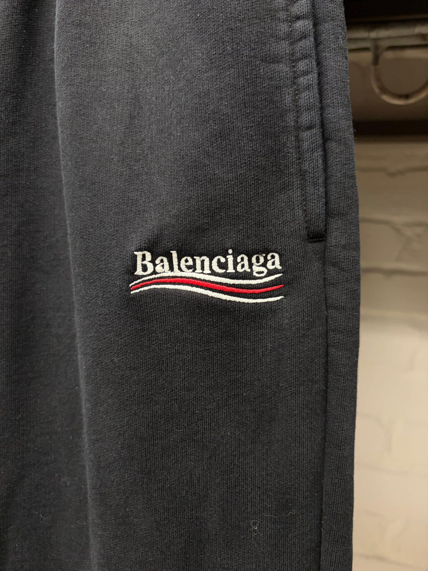 2020 Balenciaga ‘Campaign Logo’ Wide Leg Black Sweatpants