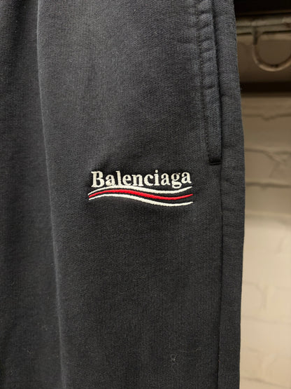 2020 Balenciaga ‘Campaign Logo’ Wide Leg Black Sweatpants