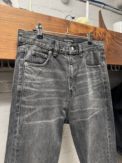 AW2022 Balenciaga ‘Lost Tapes’ Washed Grey Flared Leg Denim