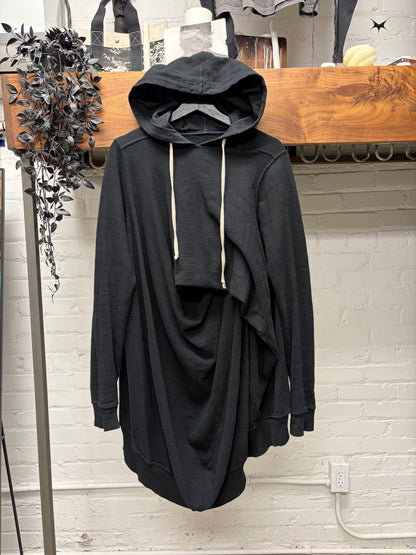 AW2017 Rick Owens ‘Twisted Seahorse’ Black Drawstring Hoodie