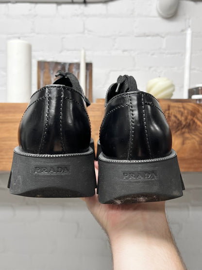 Prada ‘Monolith’ Calfskin Leather Platform Derby