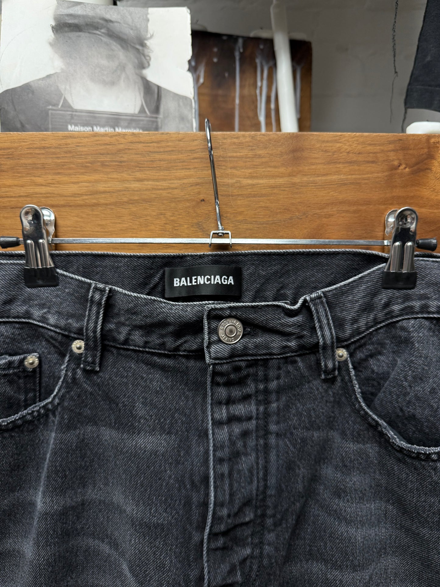 2022 Balenciaga Washed Grey Straight Leg Denim