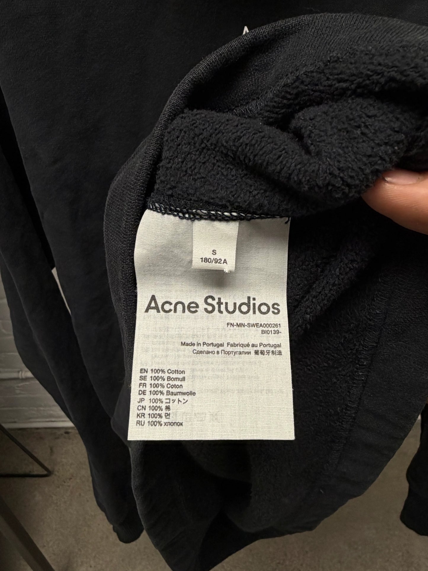 Acne Studios Heavyweight Organic Cotton Black Oversized Logo Hoodie