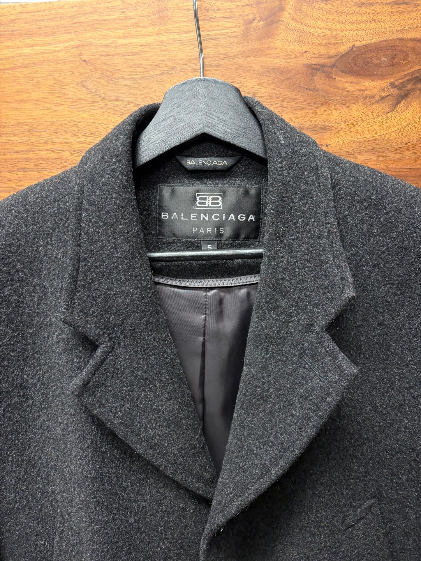 Vintage 90s Balenciaga Grey Wool Long Coat