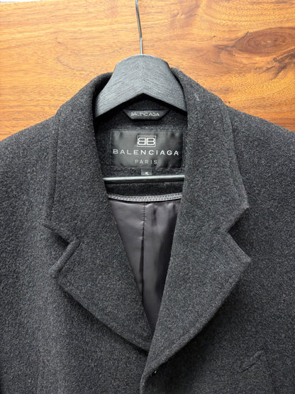 Vintage 90s Balenciaga Grey Wool Long Coat
