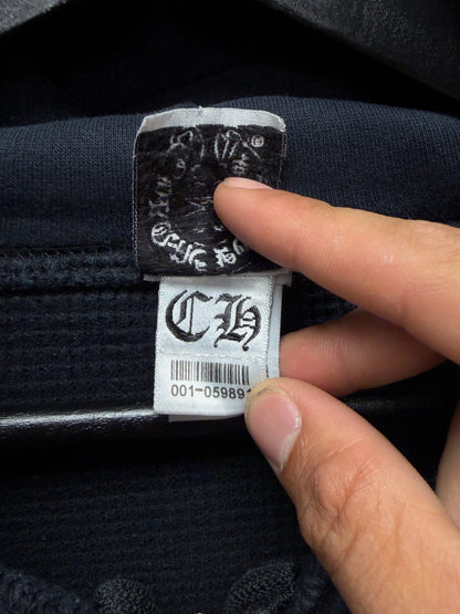 Vintage Chrome Hearts ‘Fuck You’ Thermal Lined Black Zip-Up Hoodie
