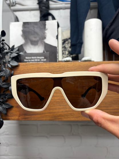 Gucci Ivory/Black Gold Tinted Squared Shape Sunglasses