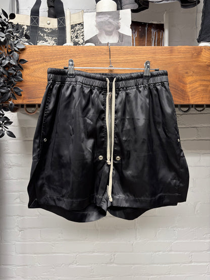 AW2021 Rick Owens ‘Gethsemane’ Satin Black Drawstring Boxer Shorts