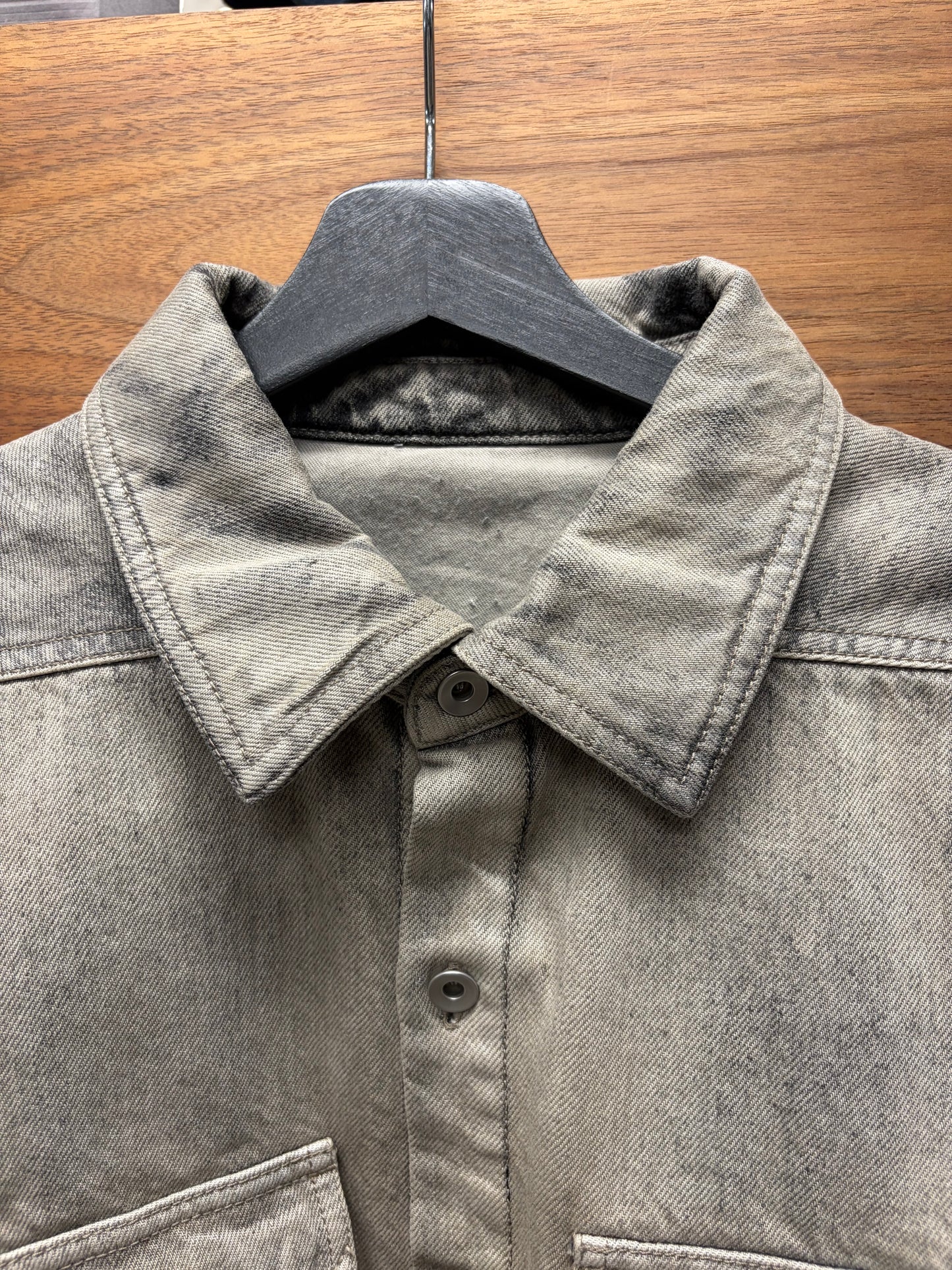 SS2023 Rick Owens ‘Edfu’ Cropped  ‘Mineral Fringe’ Denim Outershirt