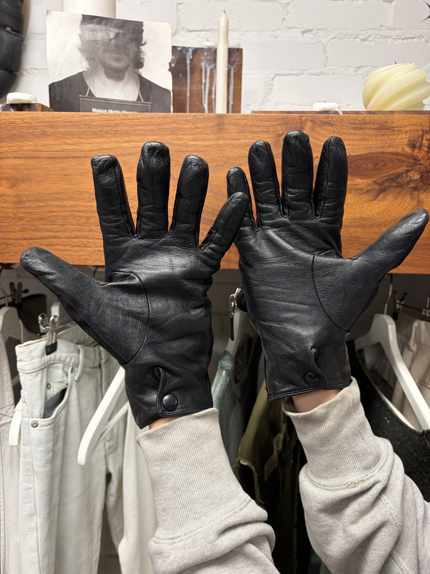 AW2021 Prada by Raf Simons Re-Nylon/Napa Leather Hybrid Gloves