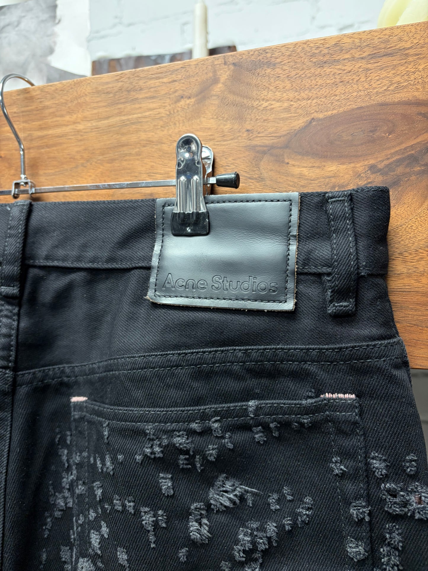 Acne Studios ‘2021M’ Distressed ‘Night Sky’ Black Flared Leg Denim