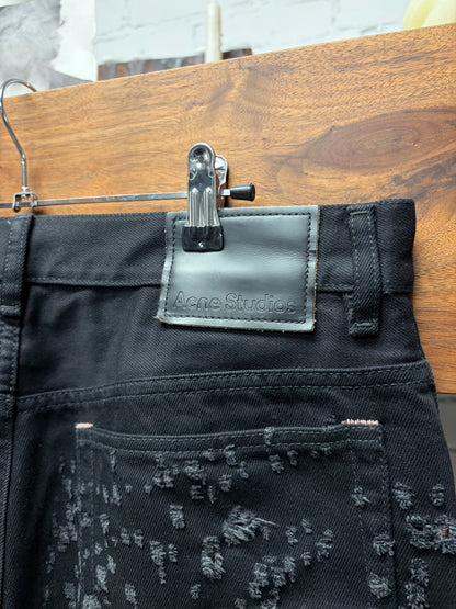 Acne Studios ‘2021M’ Distressed ‘Night Sky’ Black Flared Leg Denim