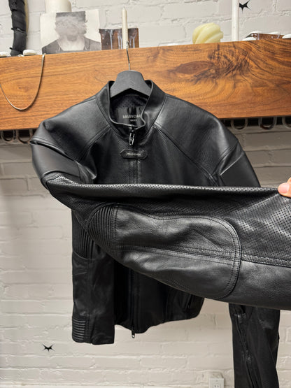 SS2025 Balenciaga Perforated Lambskin Leather Moto-Jacket