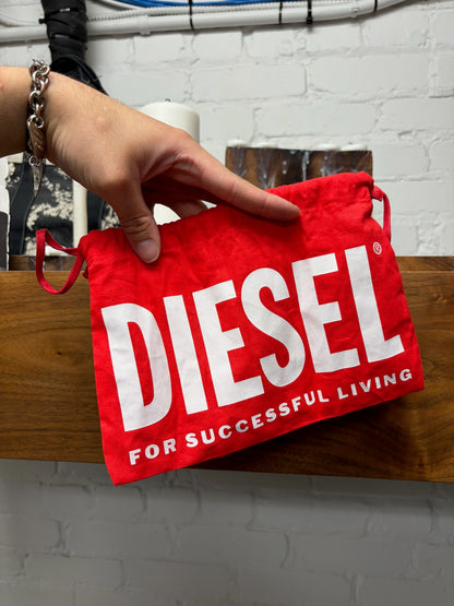 Diesel ‘D Logo’ Buckle Black/Silver Leather Belt