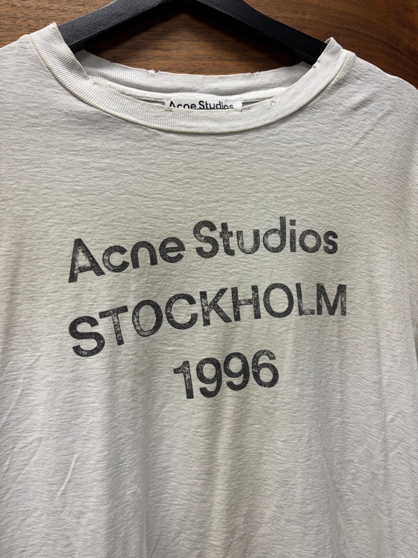 Acne Studios ‘Stockholm Logo’ Distressed White Oversized T-Shirt