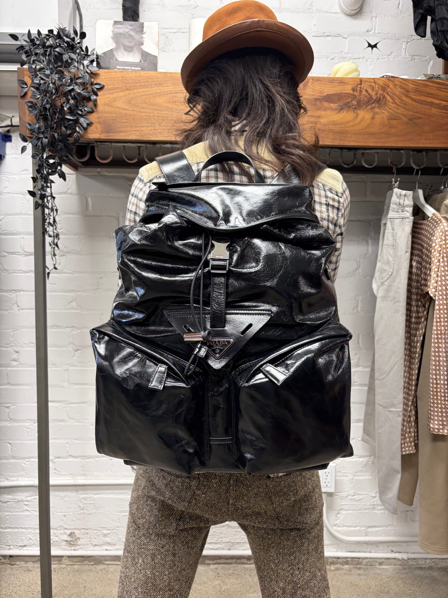 Prada ‘Softlooks’ Black Leather Full Size Backpack