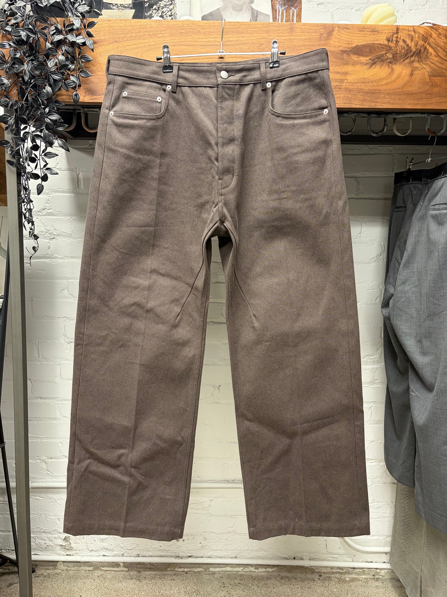 AW2022 Rick Owens ‘Strobe’ Ash Brown ‘Geth’ Wide Leg Denim