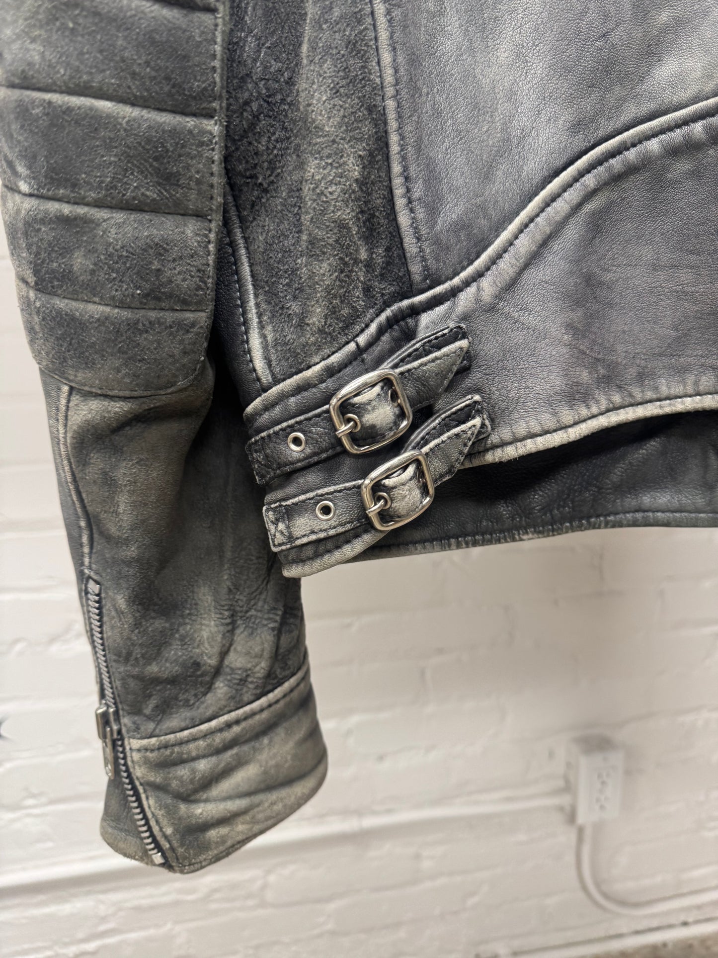 AW2009 Acne Studios ‘Mustang SB’ Perfecto Zip Faded Grey Leather Jacket