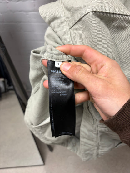 Balenciaga Oversized Tan ‘Raw Hem’ Oversized Denim Jacket