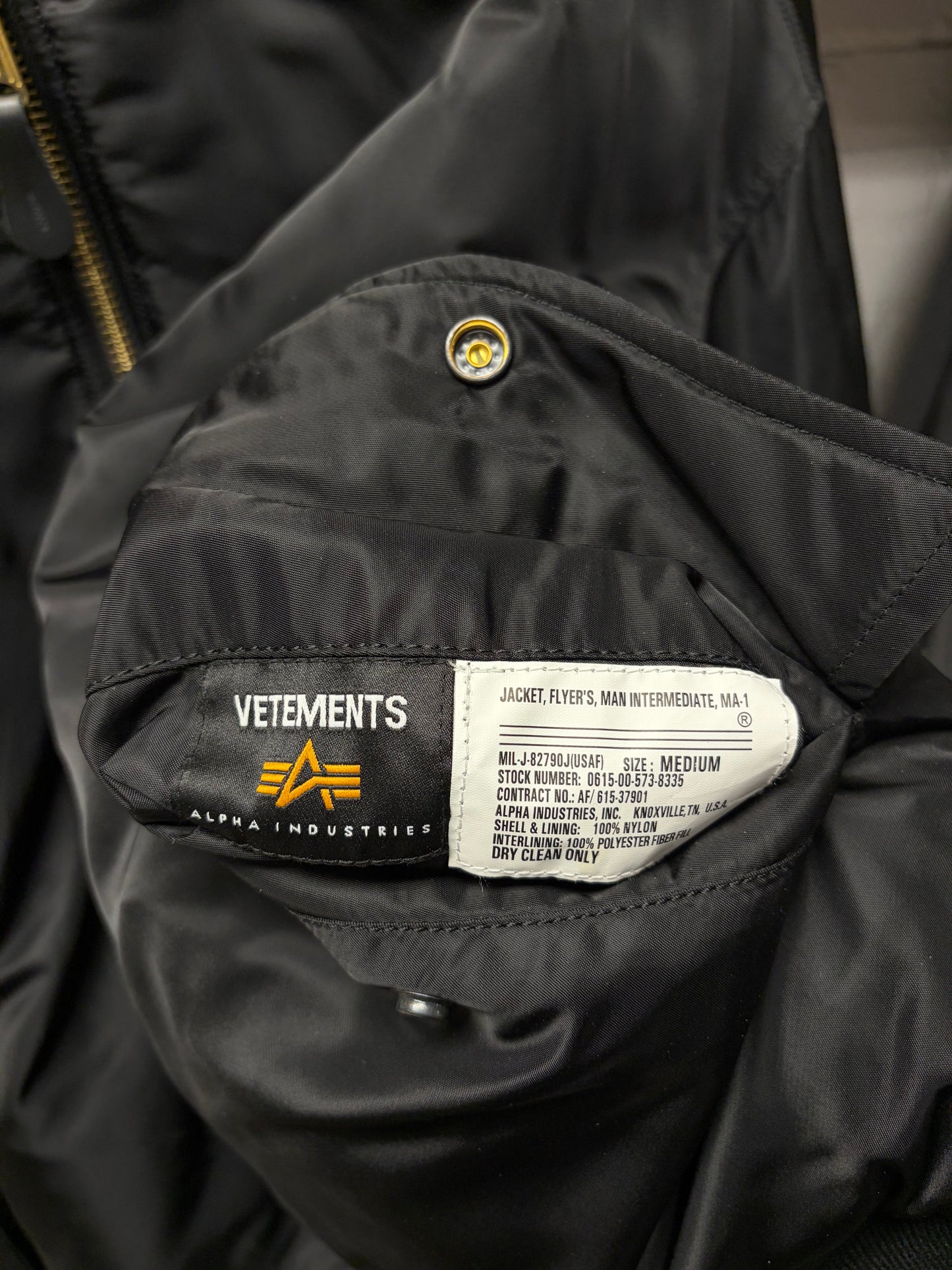 Vetements x Alpha Industries Black ‘Reversible’ Hooded MA-1 Bomber Jacket