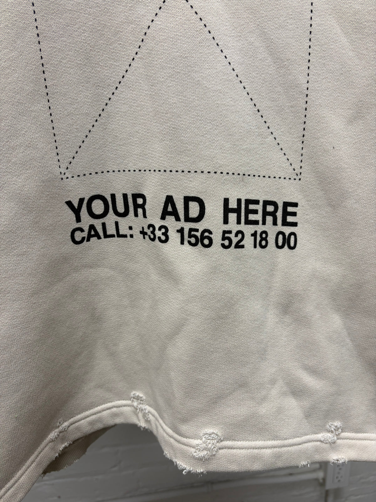 2021 Balenciaga ‘Your Ad Here’ Distressed Cream Cotton Pullover Graphic Hoodie