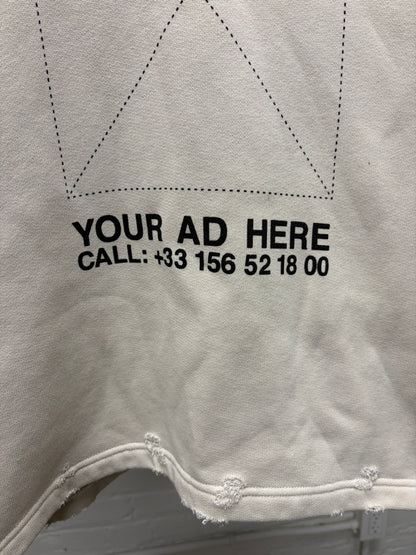 2021 Balenciaga ‘Your Ad Here’ Distressed Cream Cotton Pullover Graphic Hoodie