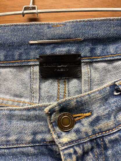 2015 Saint Laurent ‘D02’ Washed Blue Skinny Jeans
