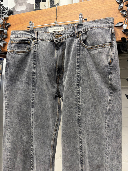 Y-Project ‘Metal Wire’ Shaped Grey Bootcut Denim