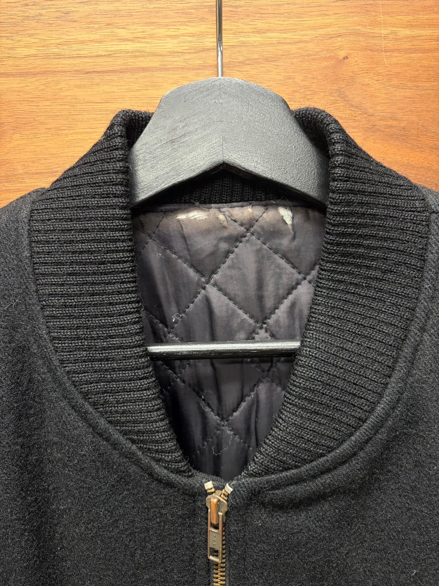 Vintage 1980s Comme Des Garçons Homme Black Wool/Leather Varsity Jacket