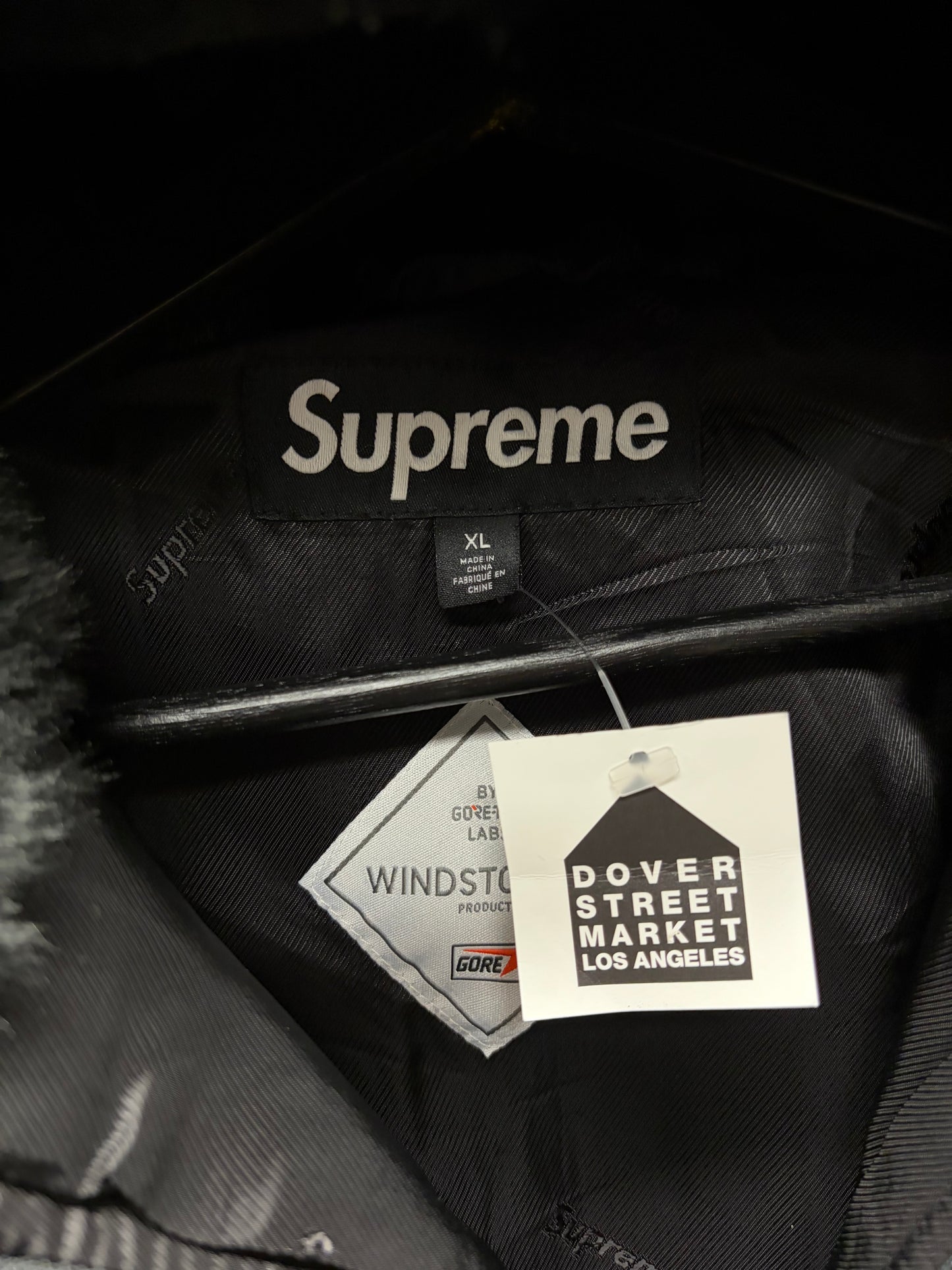 AW2024 Supreme Black Faux Fur Goretex Jacket