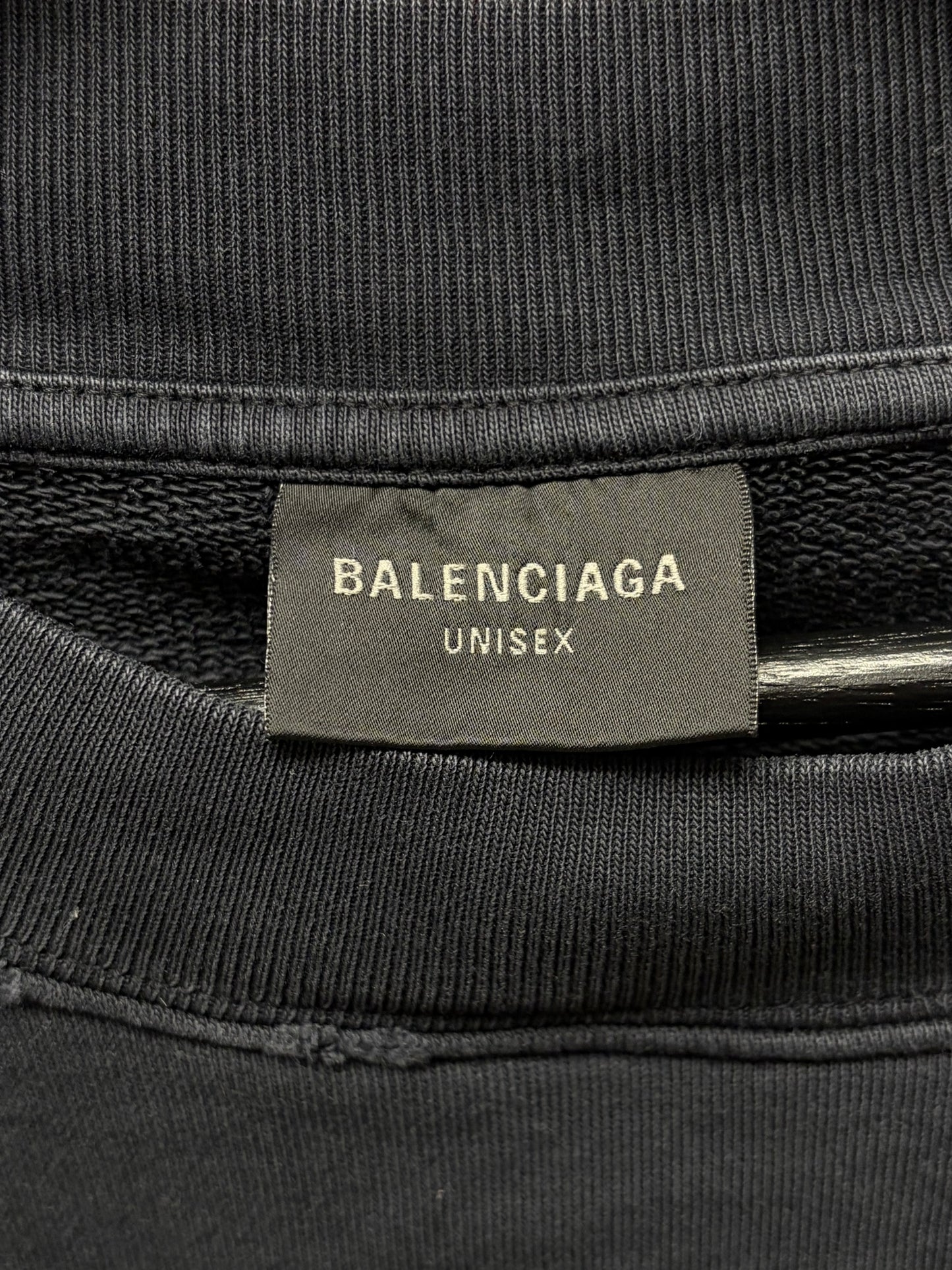 AW2023 Balenciaga ‘Surfer’ Distressed Washed Black Sweatshirt