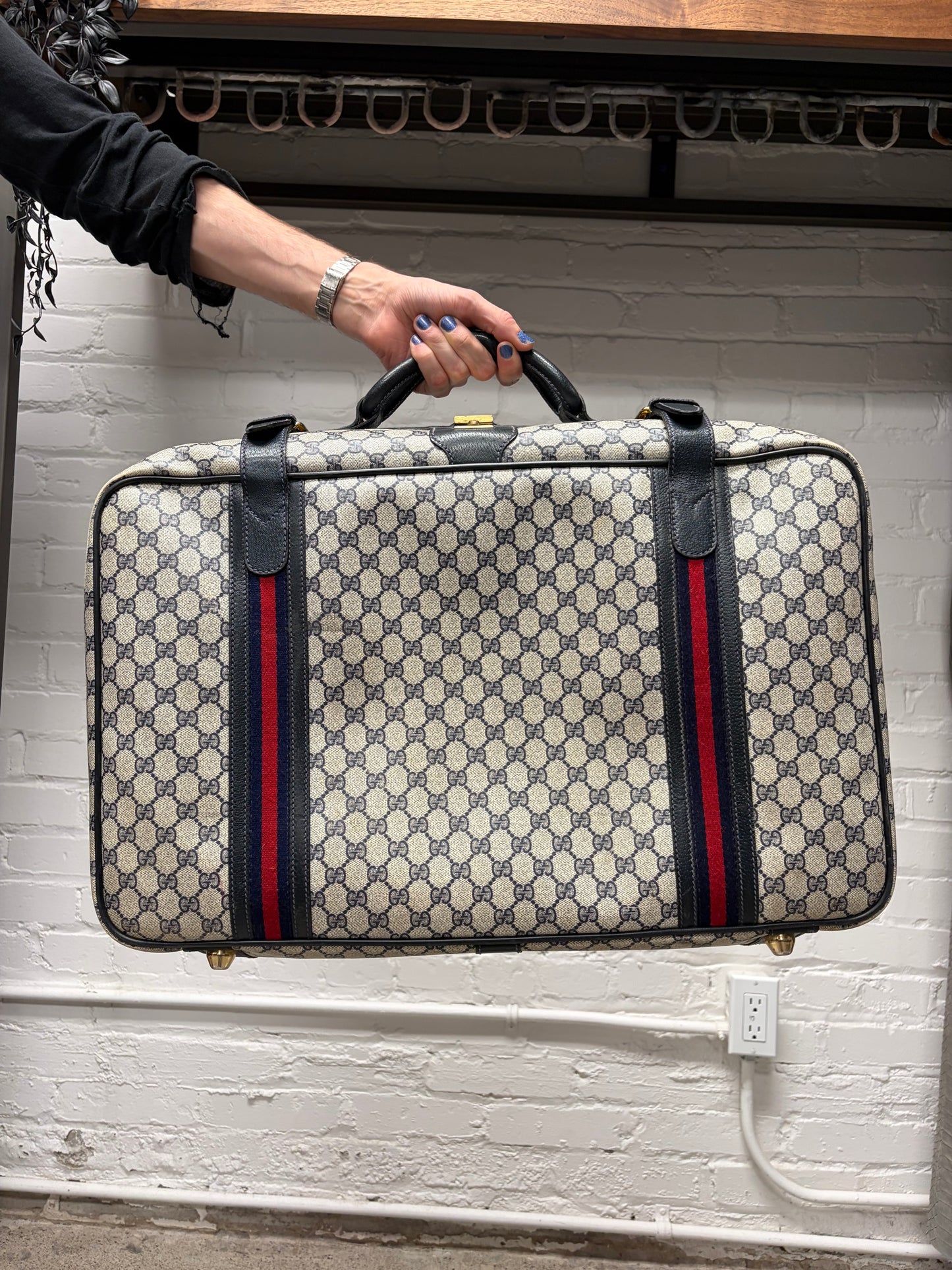 Vintage 1980s Gucci ‘Guccisima’ Monogram Top Handle Canvas Large Luggage Bag
