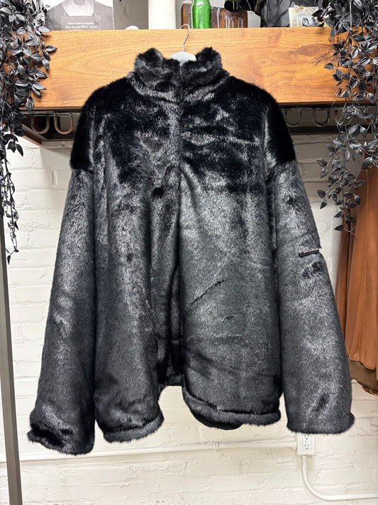 2023 Balenciaga ‘Skiwear’ Black Faux Fur Zip-Up Jacket
