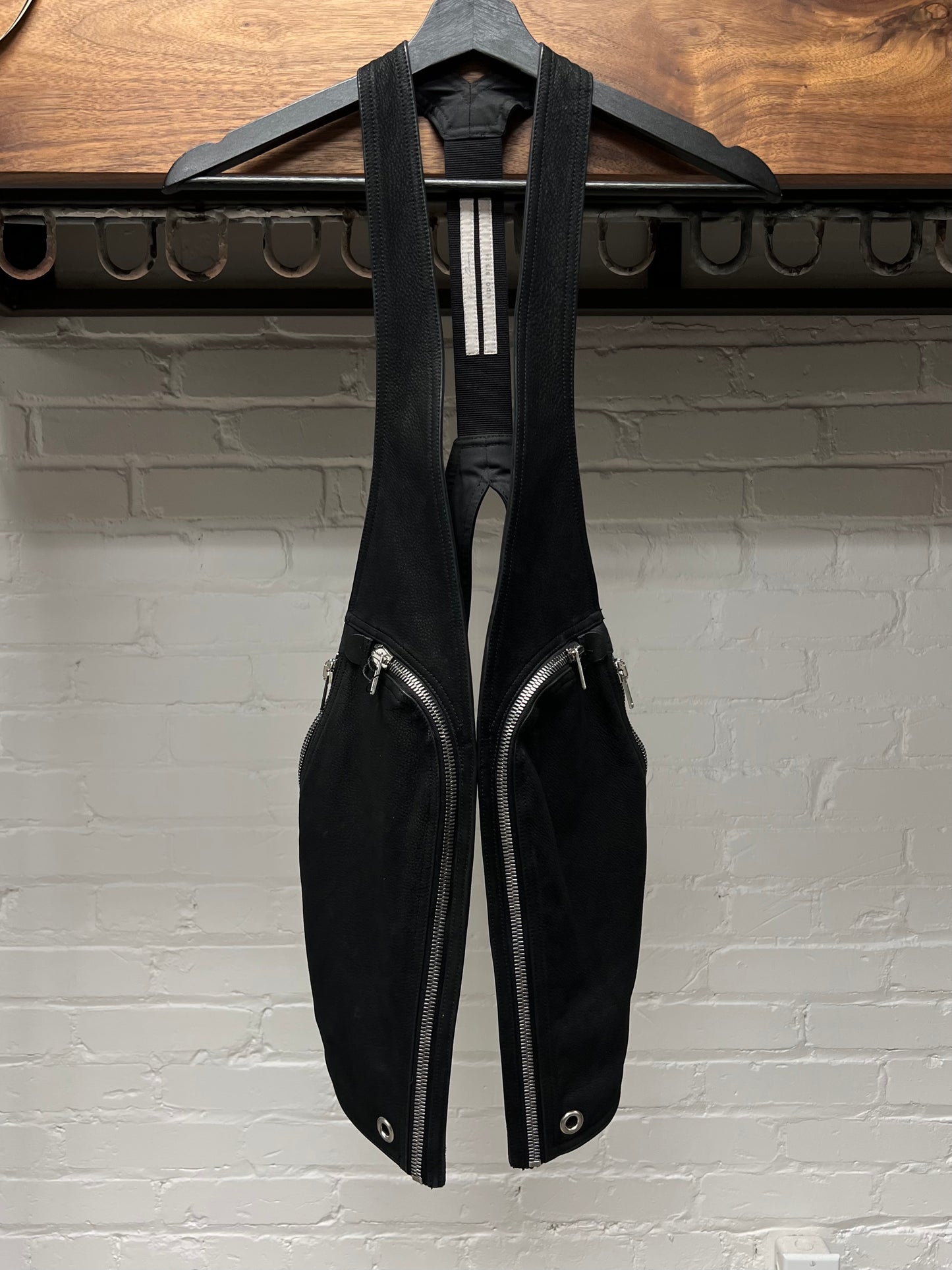 SS2024 Rick Owens ‘Lido’ Black Leather Bauhaus Cargo Vest