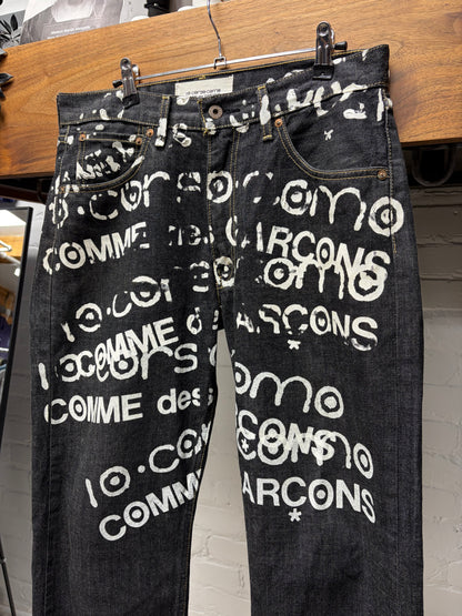 2007 Junya Watanabe x Corso Como x Levi’s ‘503’ Hand Painted Black Bootcut Denim