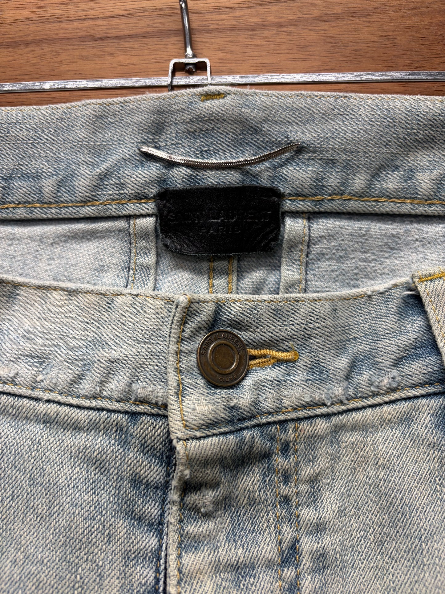 2014 Saint Laurent D02 Light Wash ‘Crash Denim’ with Repaired Blowouts