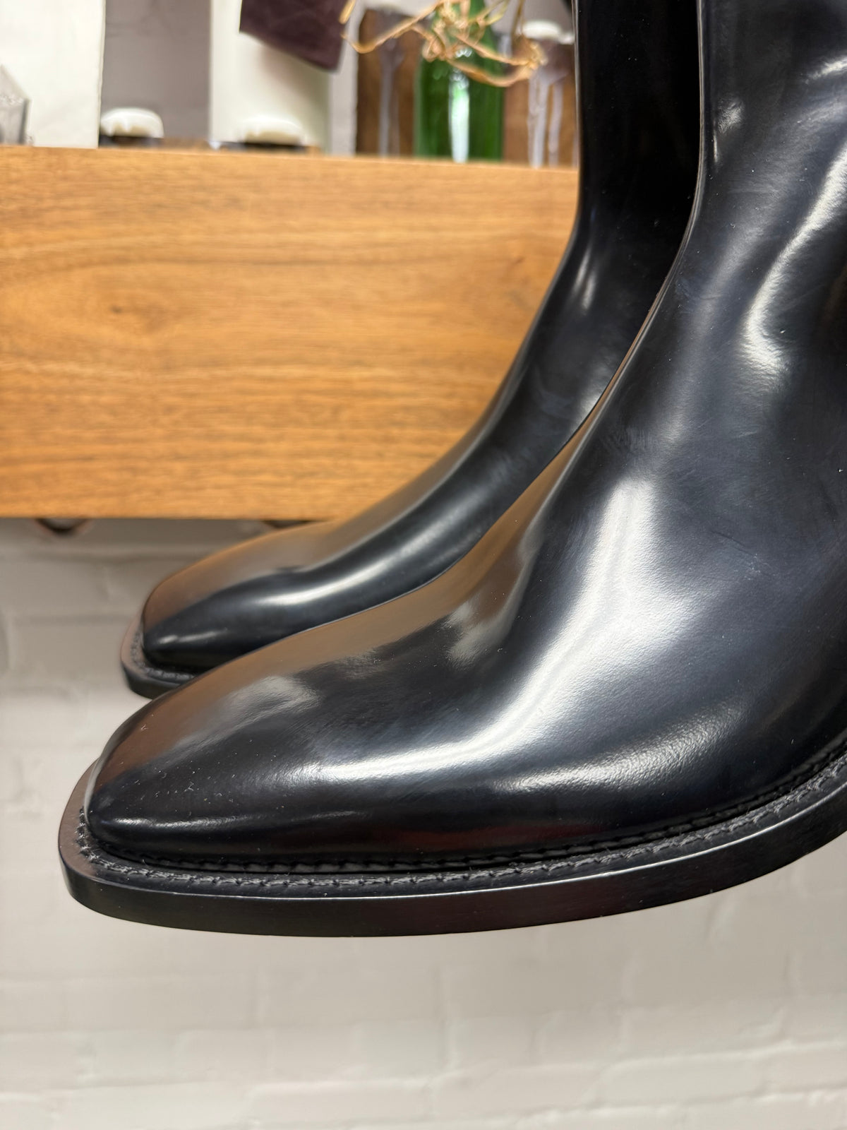 Balenciaga Polished Black Calfskin Leather ‘Rim’ Chelsea Boots