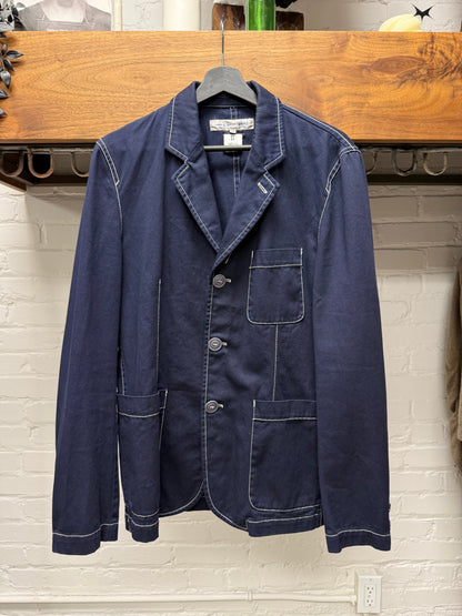 Comme Des Garçons Shirt Navy Contrast Stitch Blazer